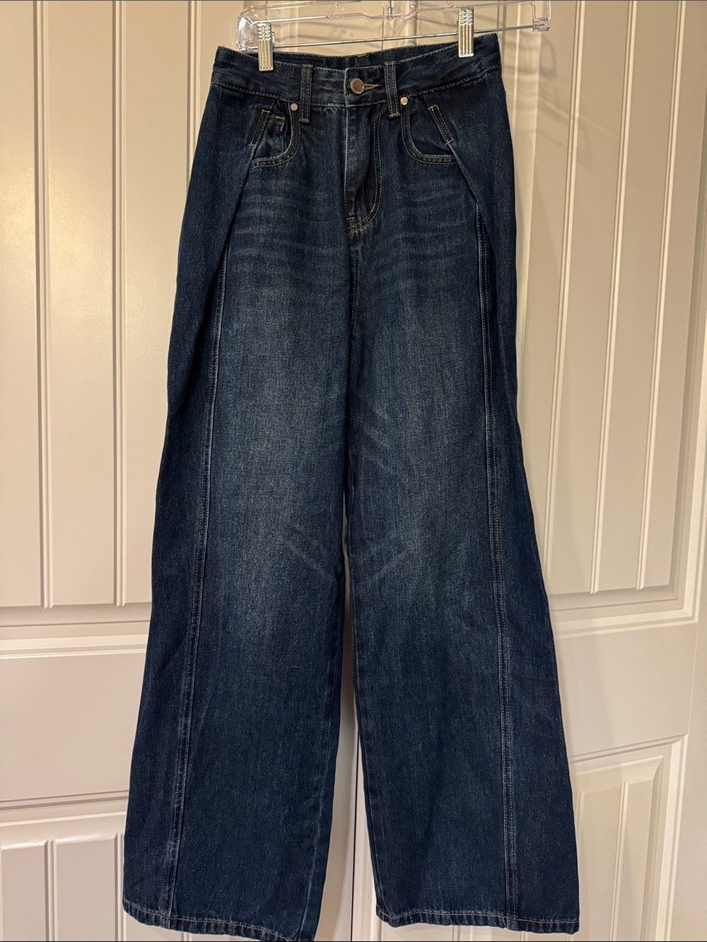 KEIGAN Dark Blue Wide Leg Denim Jeans